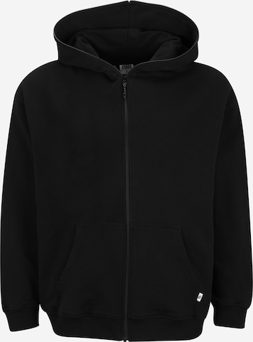 Urban Classics Zip-Up Hoodie in Black: front