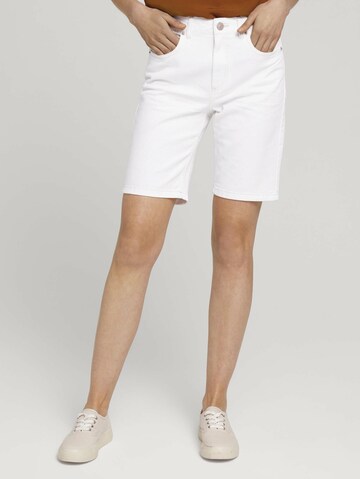 TOM TAILOR Slimfit Jeans 'Bermuda' in Wit: voorkant