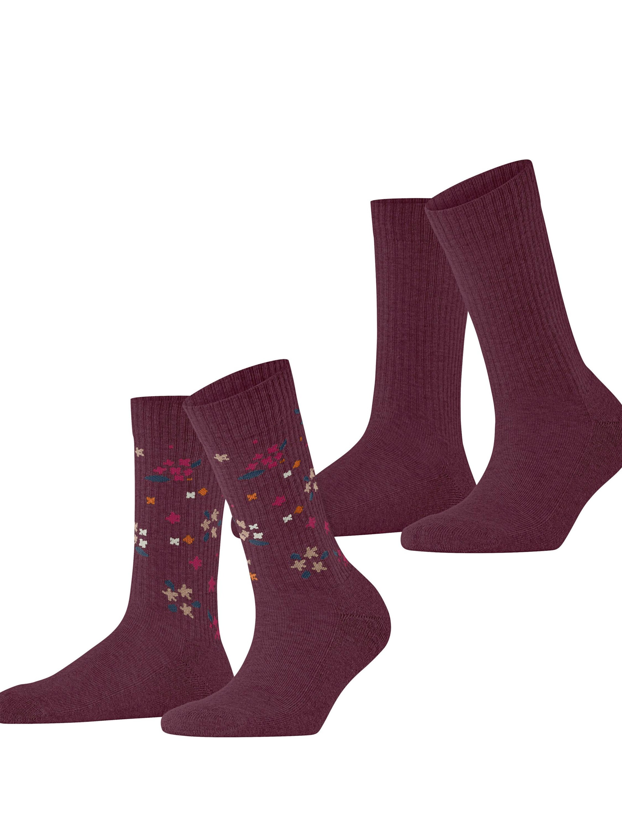 ESPRIT Socken 'Flower Rib 2-Pack'‌‌‌‌‌‌‌‌‌ in Rot: Vorderseite