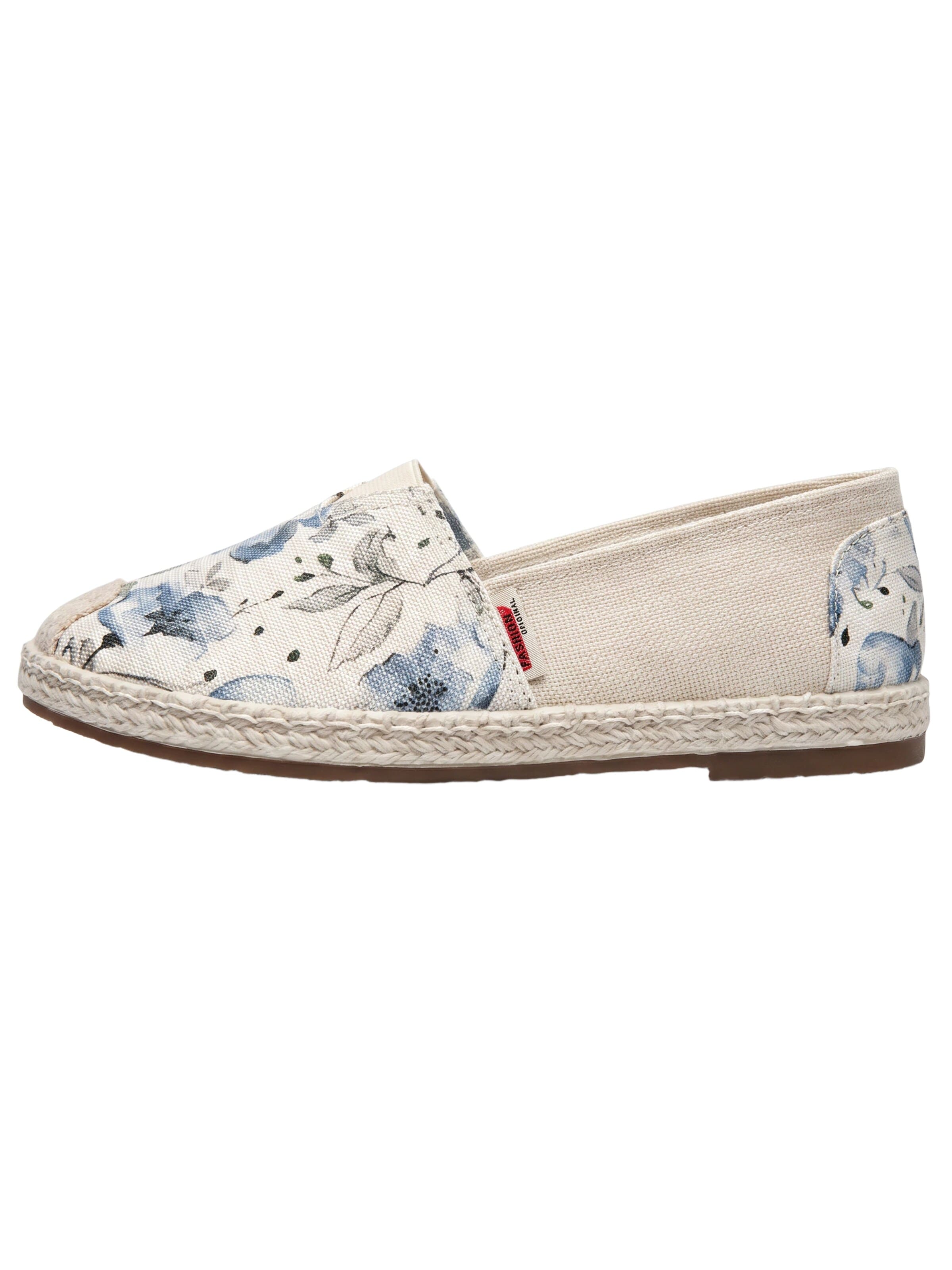 BONVERANO Espadrilles 'Damen Slip-On Espadrilles mit Blumenprint'‌‌‌‌‌‌‌ in Blau: Vorderseite