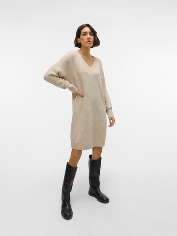 VERO MODA Knit dress 'ELLYLEFILE' in Beige