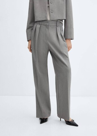 MANGO Wide leg Pleat-Front Pants 'Colorado' in Grey: front