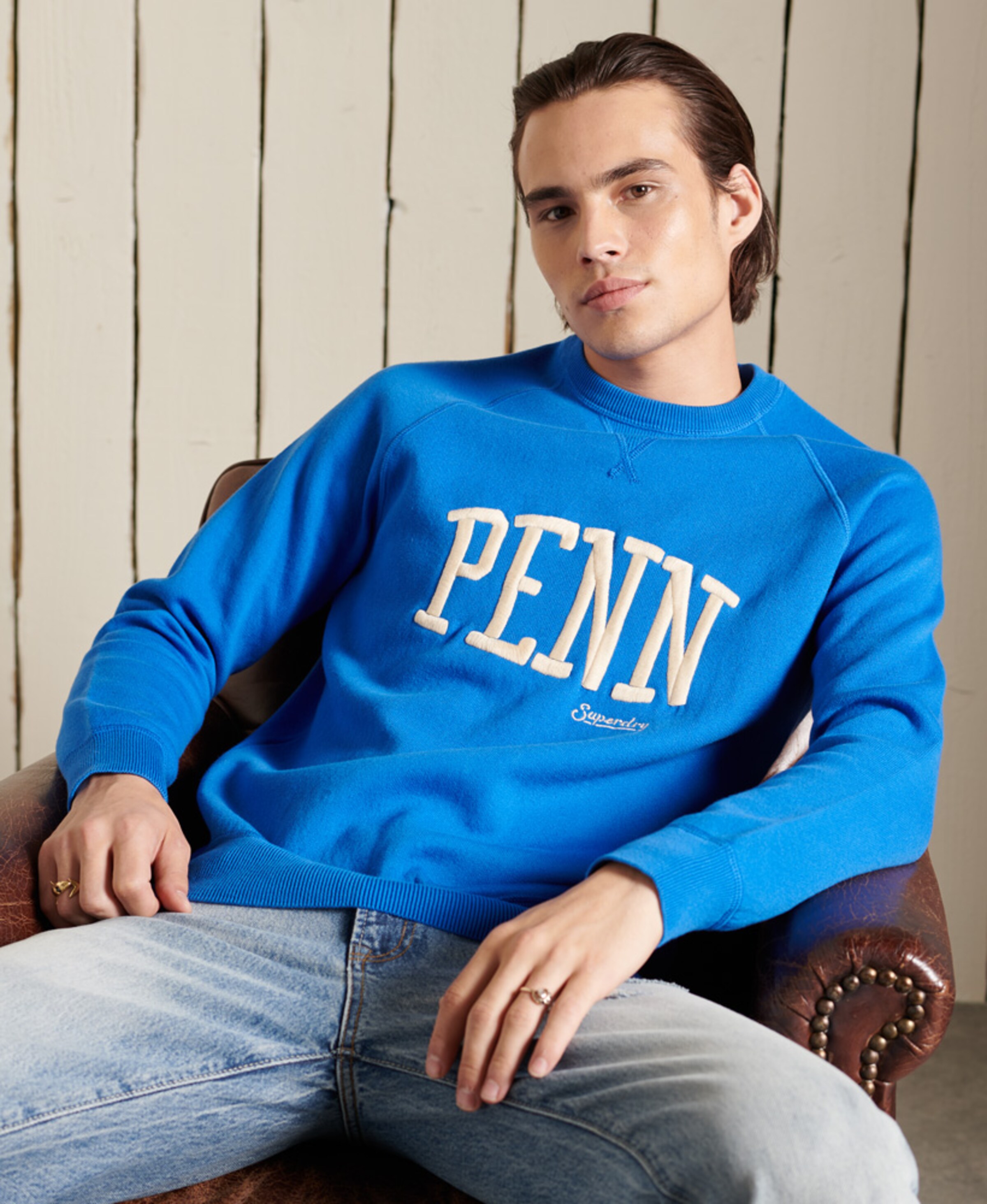 Männer Sweat Superdry Sweatshirt 'Varsity' in Grau - YN86597 Männer Sweat Superdry Sweatshirt 'Varsity' in Grau - YN86597