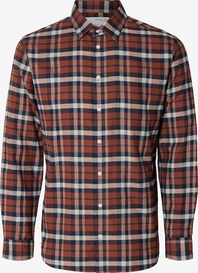 SELECTED HOMME Skjorte 'Owen' i mørkeblå / rustbrun / umbra / hvit, Produktvisning