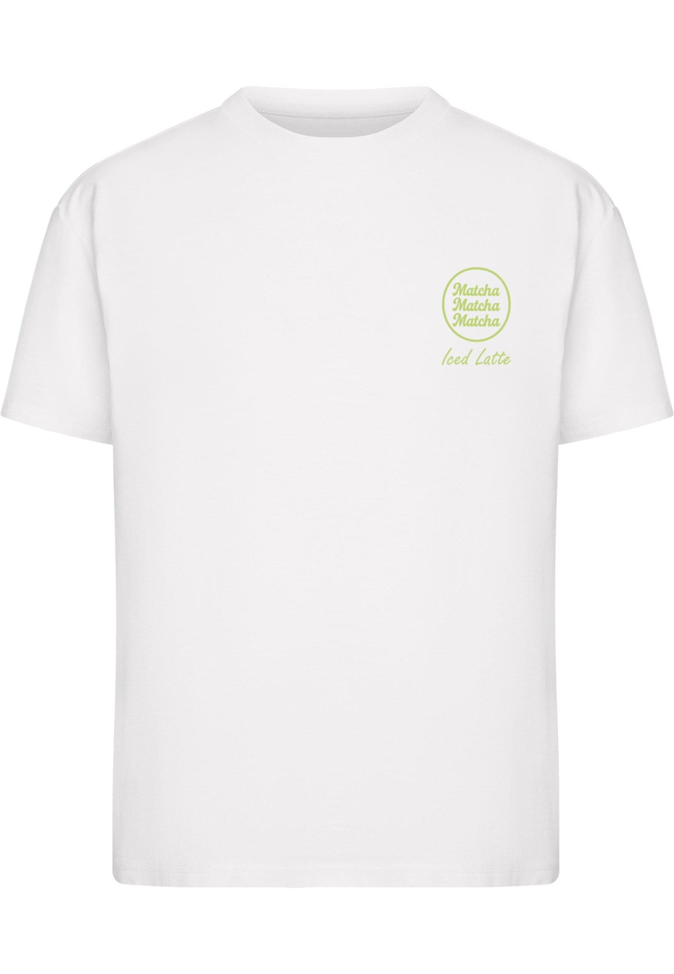 Merchcode T-Shirt 'Iced Matcha Latte' in Weiß