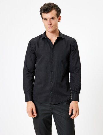Koton Regular fit Button Up Shirt in Black: front
