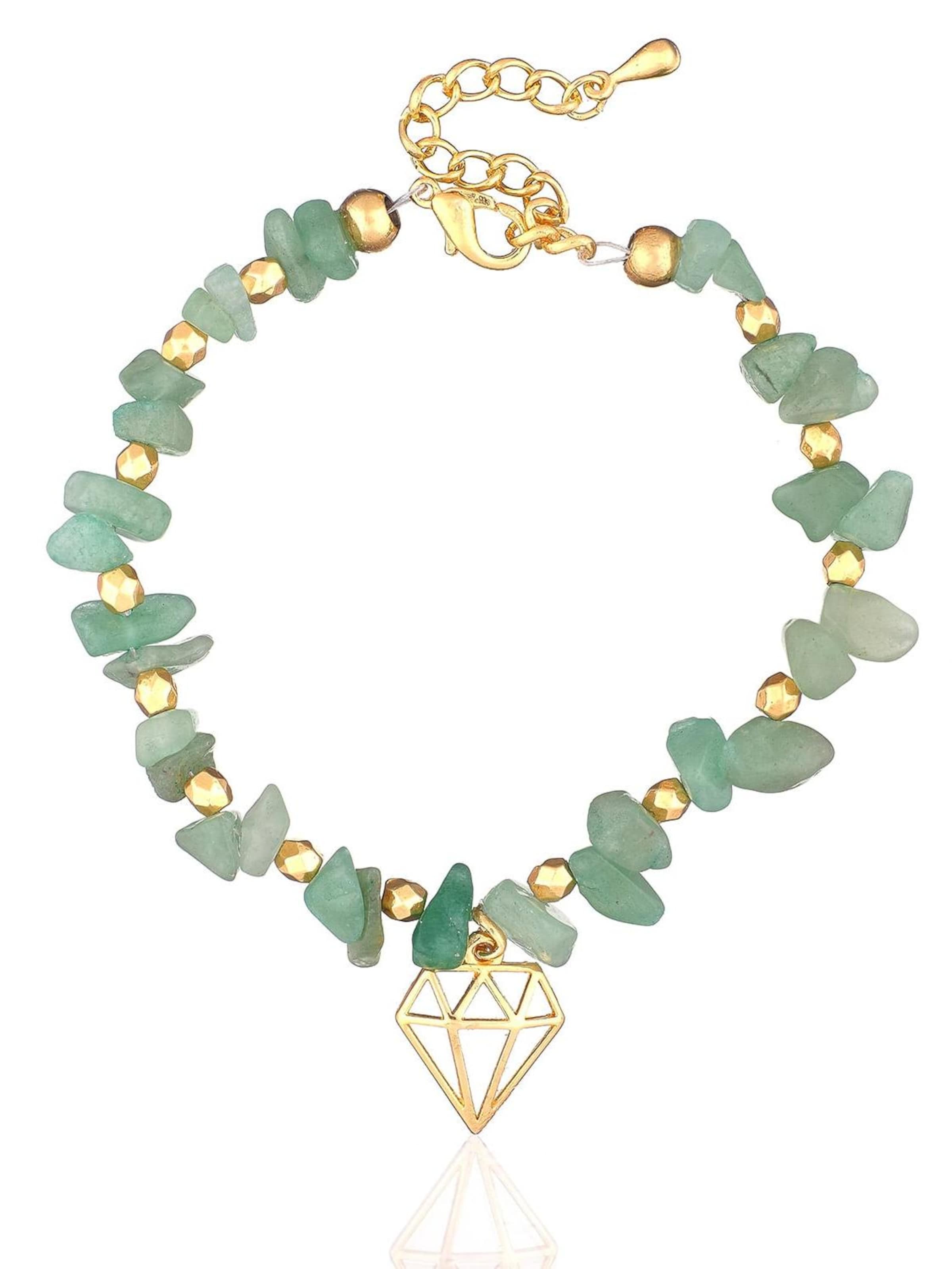 THE GEM STORIES JEWELRY Armband 'Aventurine Diamond Bracelet' i grön: framsida