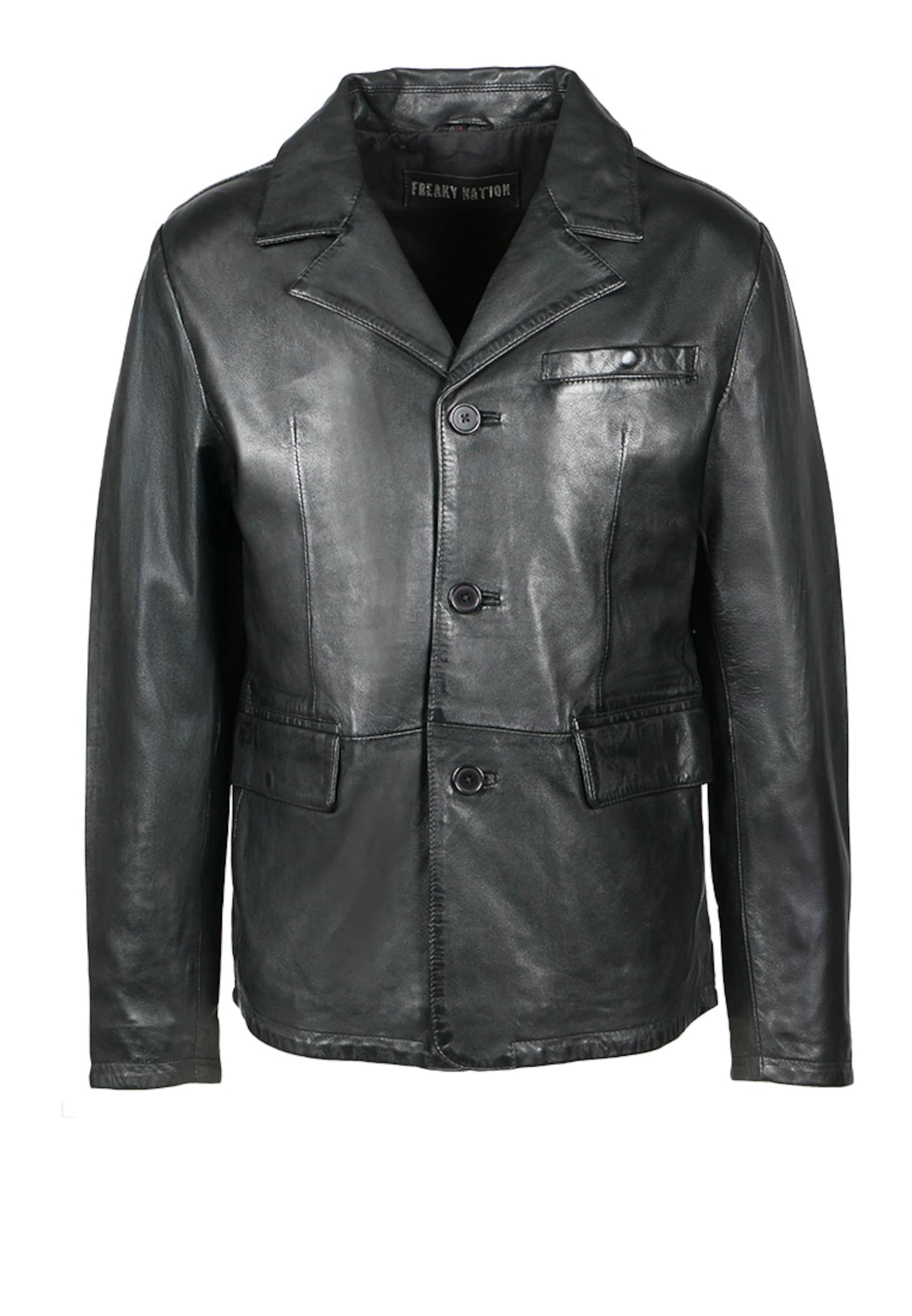 FREAKY NATION Tussenjas ' Blackjack-FN SSW ' in Zwart: voorkant