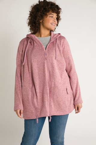 Ulla Popken Zip-Up Hoodie in Pink: front