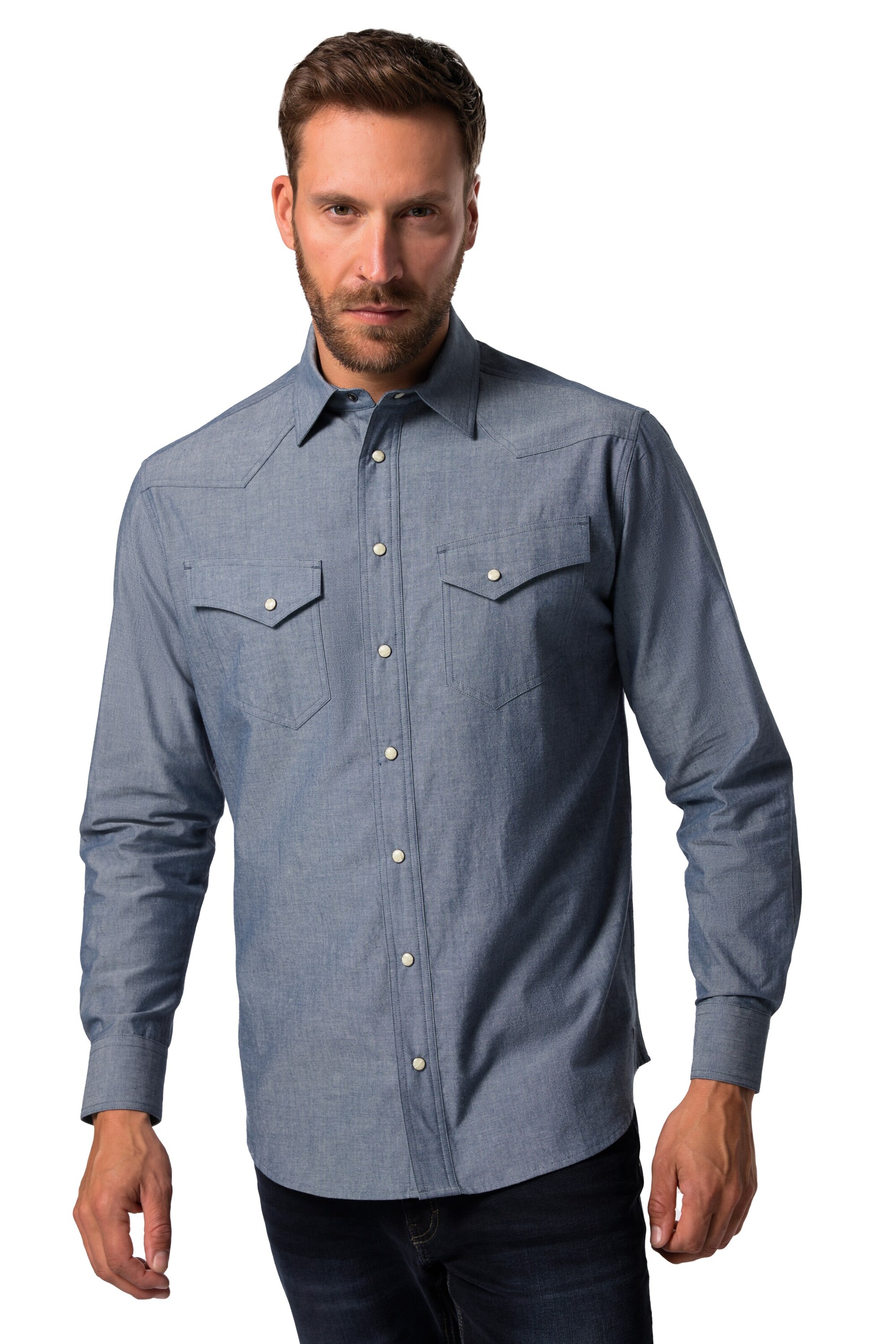 JP1880 Regular Fit Hemd in Blau: Vorderseite