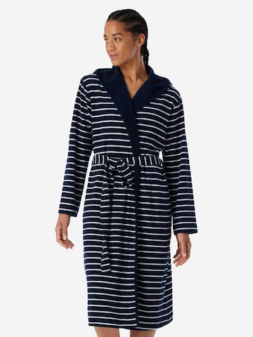 SCHIESSER Bademantel lang 'Feather Terry' in Blau