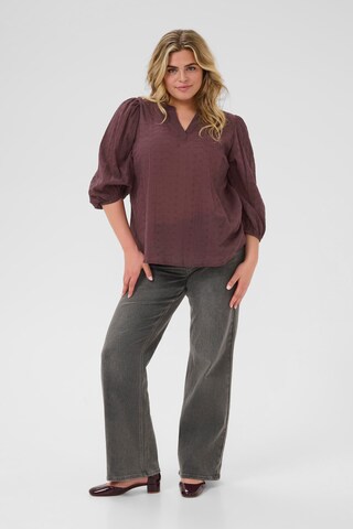KAFFE CURVE Bluse 'Maia' i brun