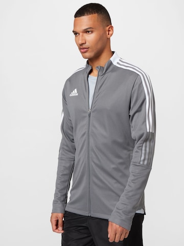 ADIDAS SPORTSWEAR Skinny Athletic Jacket 'Tiro 21' in Grey: front