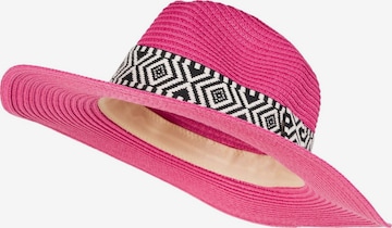 styleBREAKER Hut 'Panama Strohhut Hutband Azteken Muster' in Pink: Vorderseite