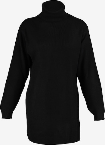 Trendyol Плетена рокля в черно: отпред