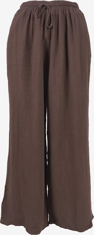 Wide Leg Pantalon ' AYANA MUSSELIN ' Seasons of April en marron : devant