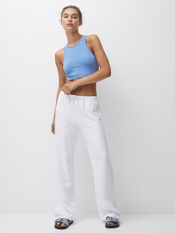 Pull&Bear Wide Leg Bukse i hvit