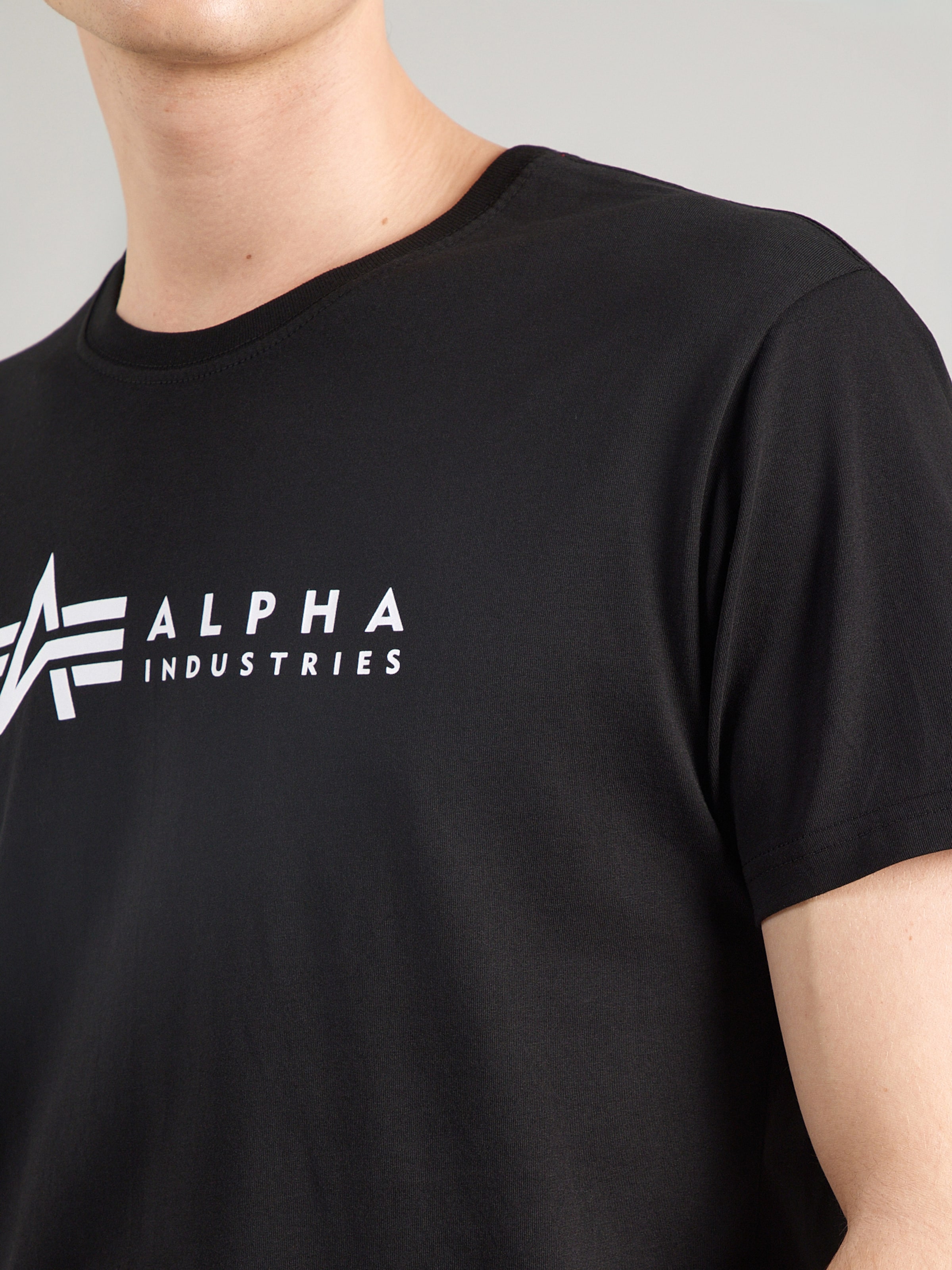 ALPHA INDUSTRIES Box Logo T T-Shirt, White, S Uomo