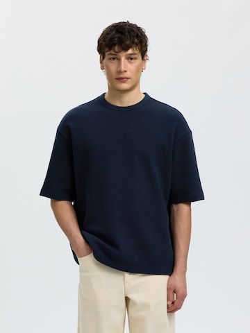 T-Shirt SELECTED en bleu : devant