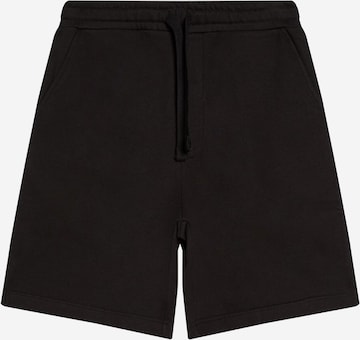 BershkaLoosefit Hlače - crna boja: prednji dio