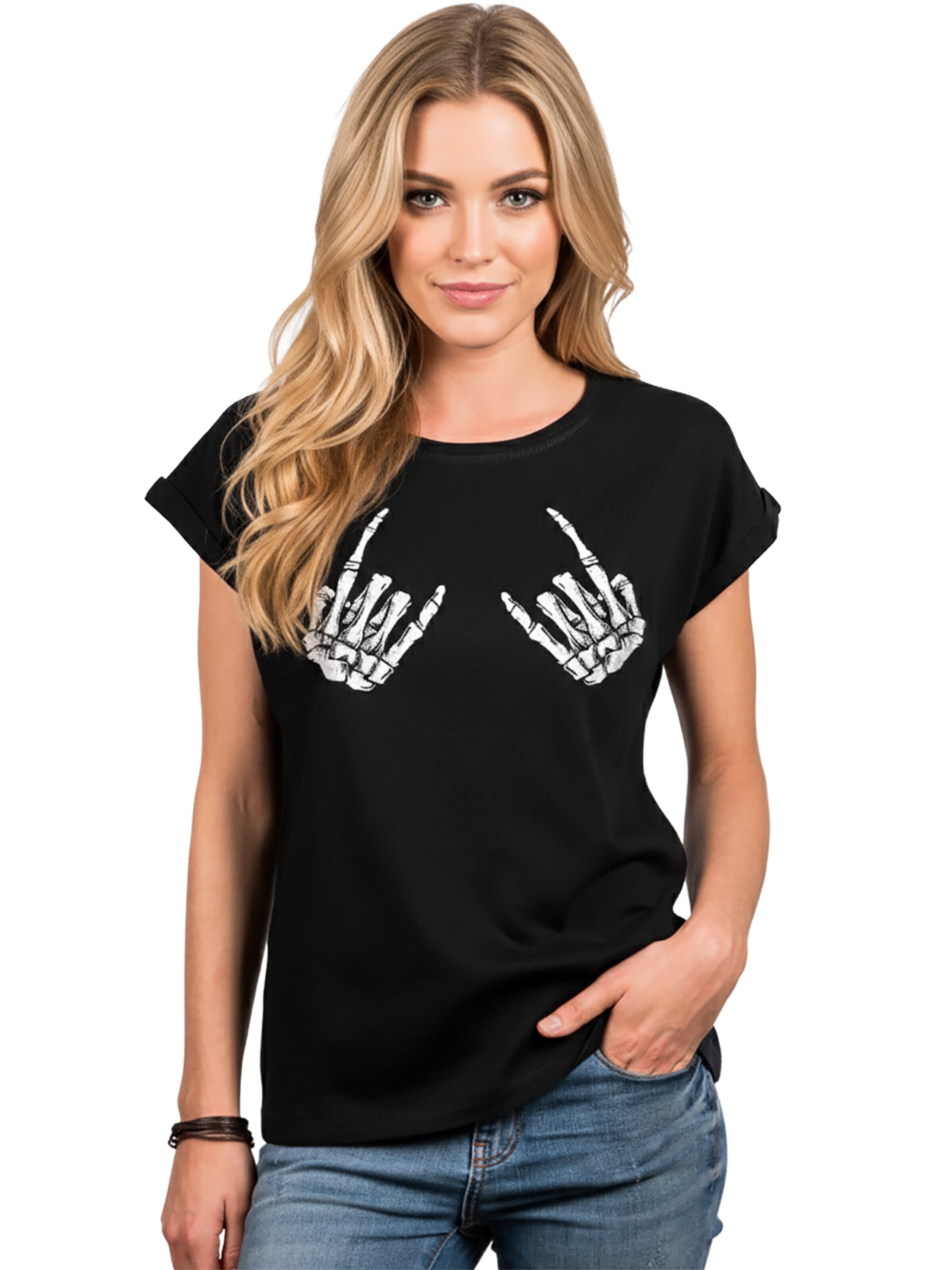 MAKAYA Shirt 'Rock Hands' in Black: front