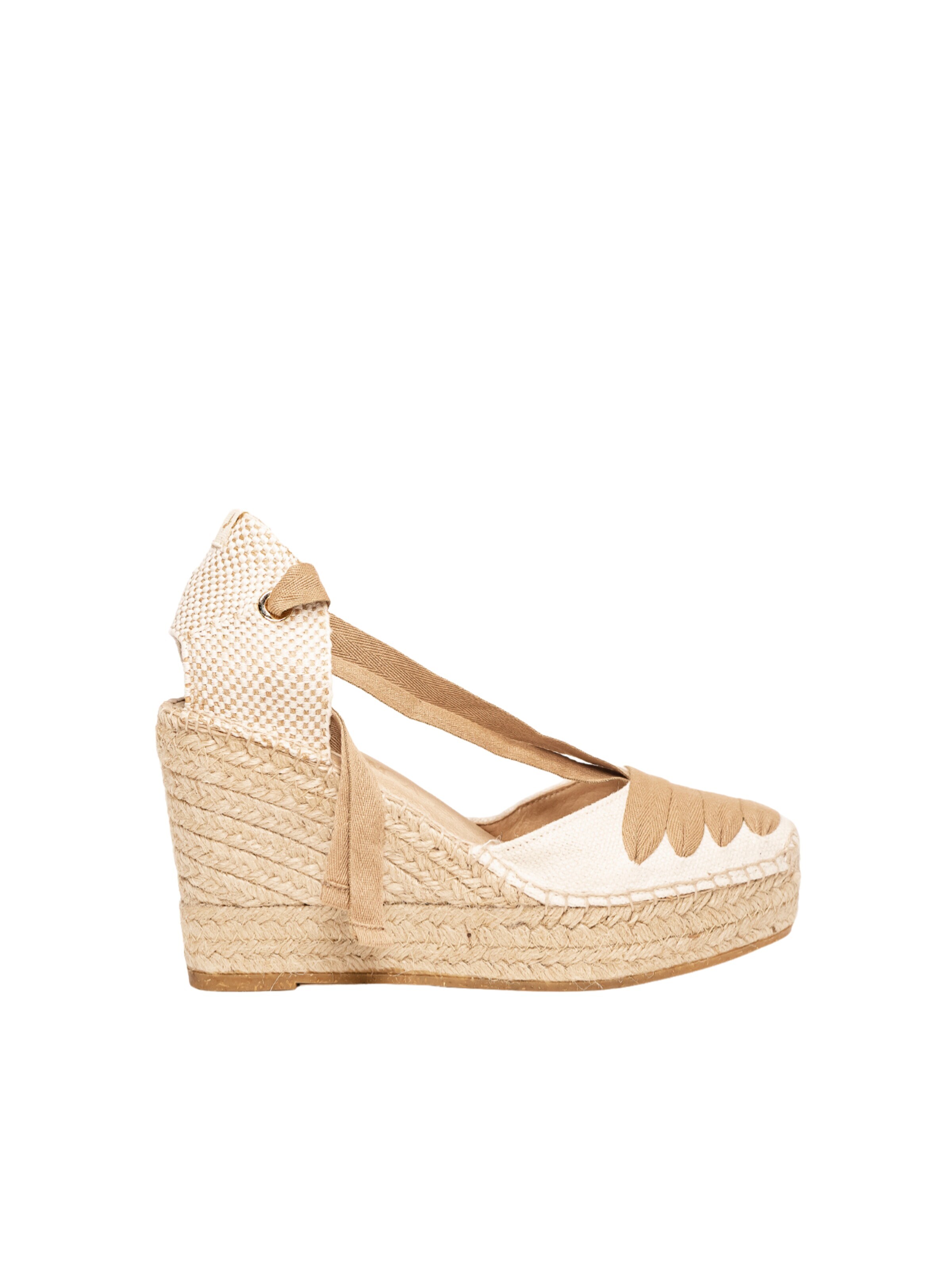 Alhamas - Sandalias 'Alpargata Cuña 10 cm' en blanco: frente