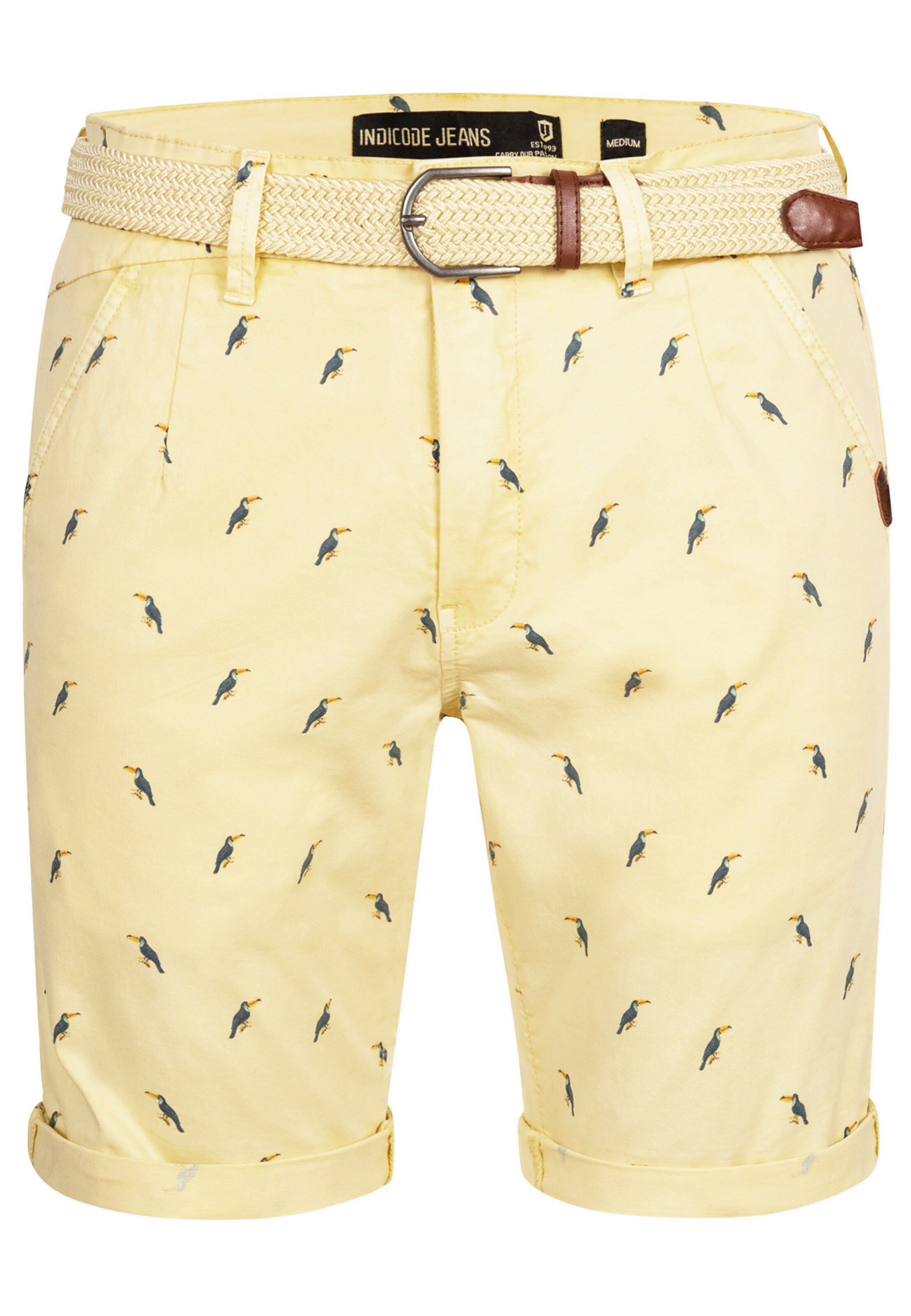 INDICODE JEANS Regular Broek 'Elisa' in Geel: voorkant