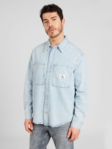 Coupe regular Chemise Calvin Klein Jeans en bleu : devant