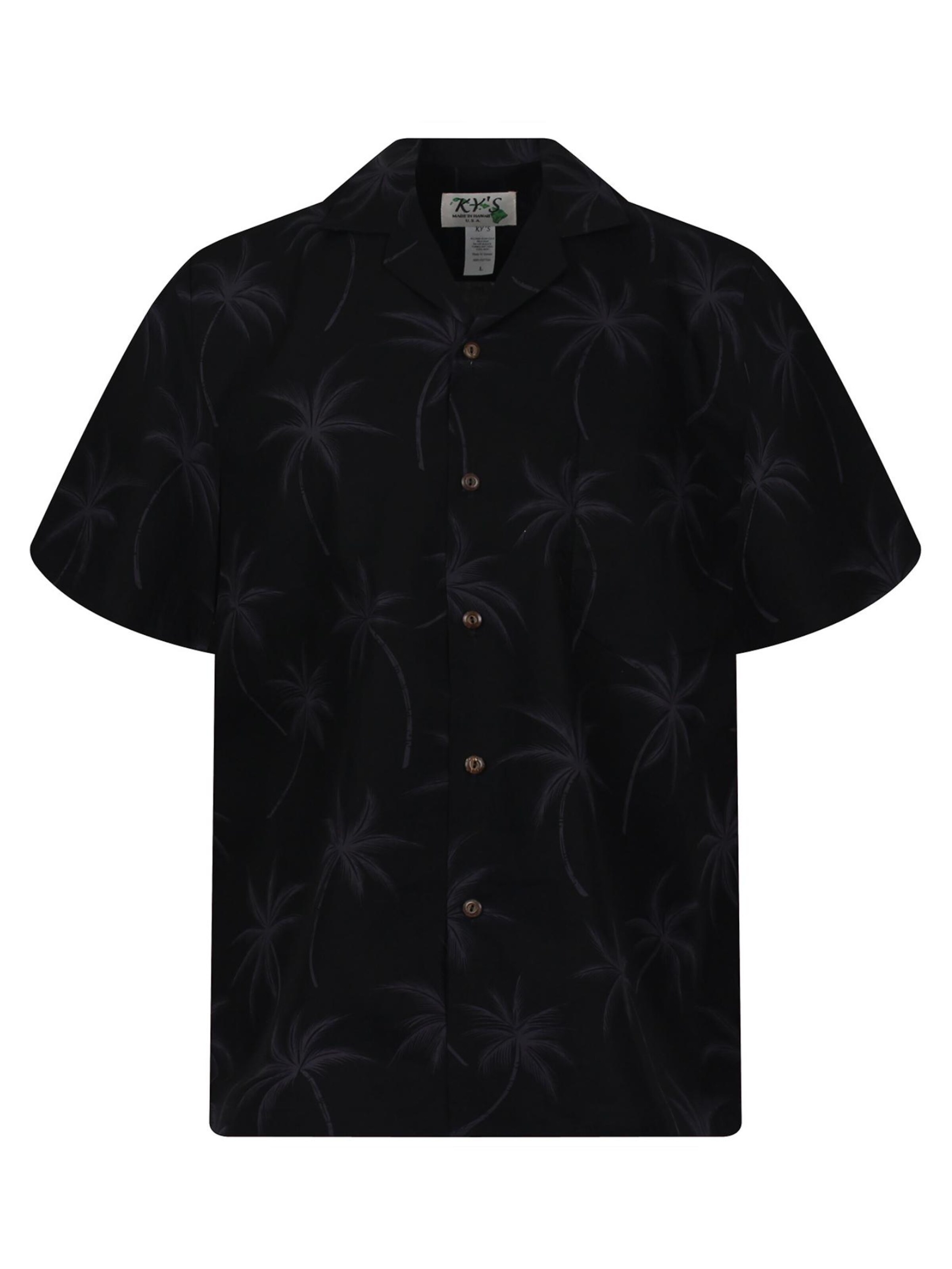 KY's Regular fit Button Up Shirt 'Palmshadow' in Black: front