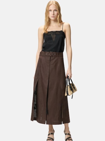 Robe 'PINKO ISOLDA ABITO LINO ACCOPPIATO CON PIZZO ABITO' PINKO en marron : devant