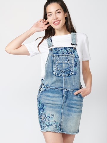 KOROSHI Dungaree skirt in Blue