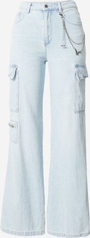 Tally Weijl Wide leg Cargojeans in Blauw: voorkant