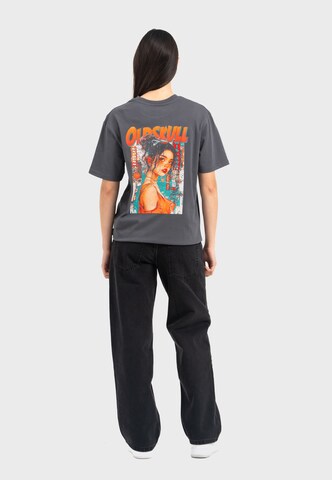 Oldskull T-Shirt 'Retro Pixel Lady' in Grau