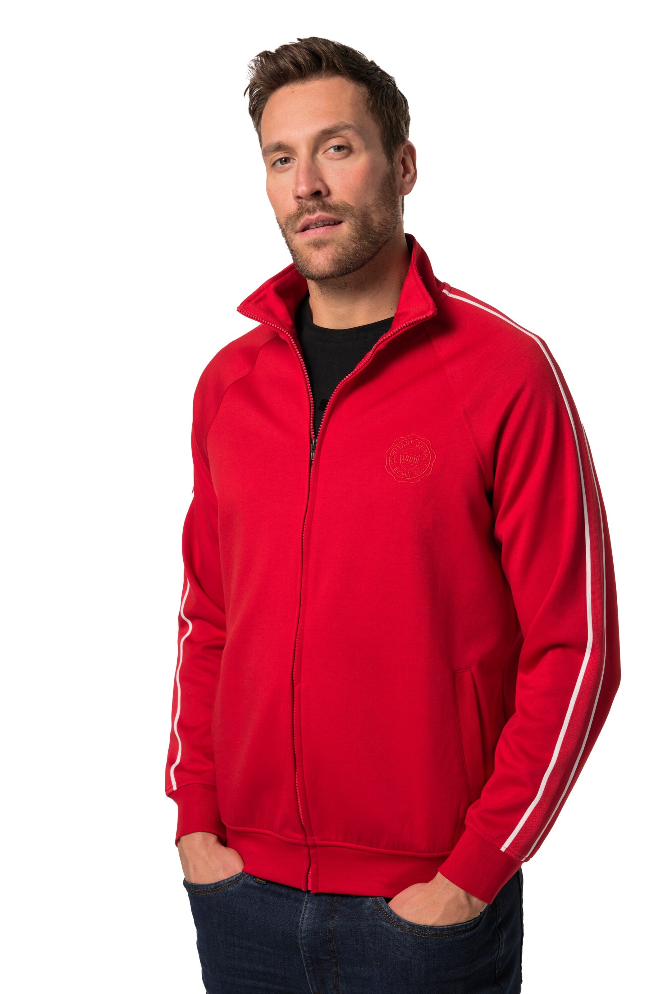 JP1880 Sweatjacke in Rot: Vorderseite