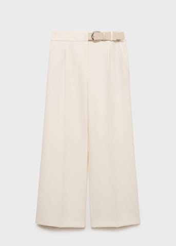 MANGO Regular Pleat-Front Pants 'Cinto' in White