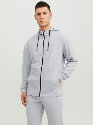 JACK & JONES Zip-Up Hoodie in Grey: front