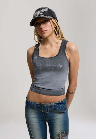Ed Hardy Top in Blau: Vorderseite