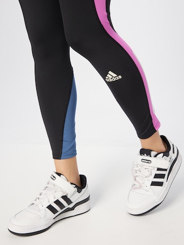 ADIDAS SPORTSWEAR Skinny Workout Pants 'Own The Run Colorblock' in Black