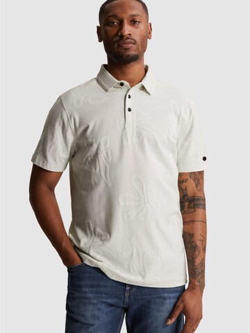 CAST IRON Shirt 'Polo shirt with allover jacquard pattern' in Wit: voorkant