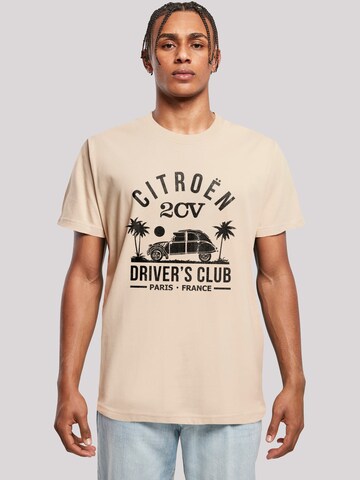 T-Shirt 'Citroën 2CV Driver's Club Black Beach' F4NT4STIC en beige : devant