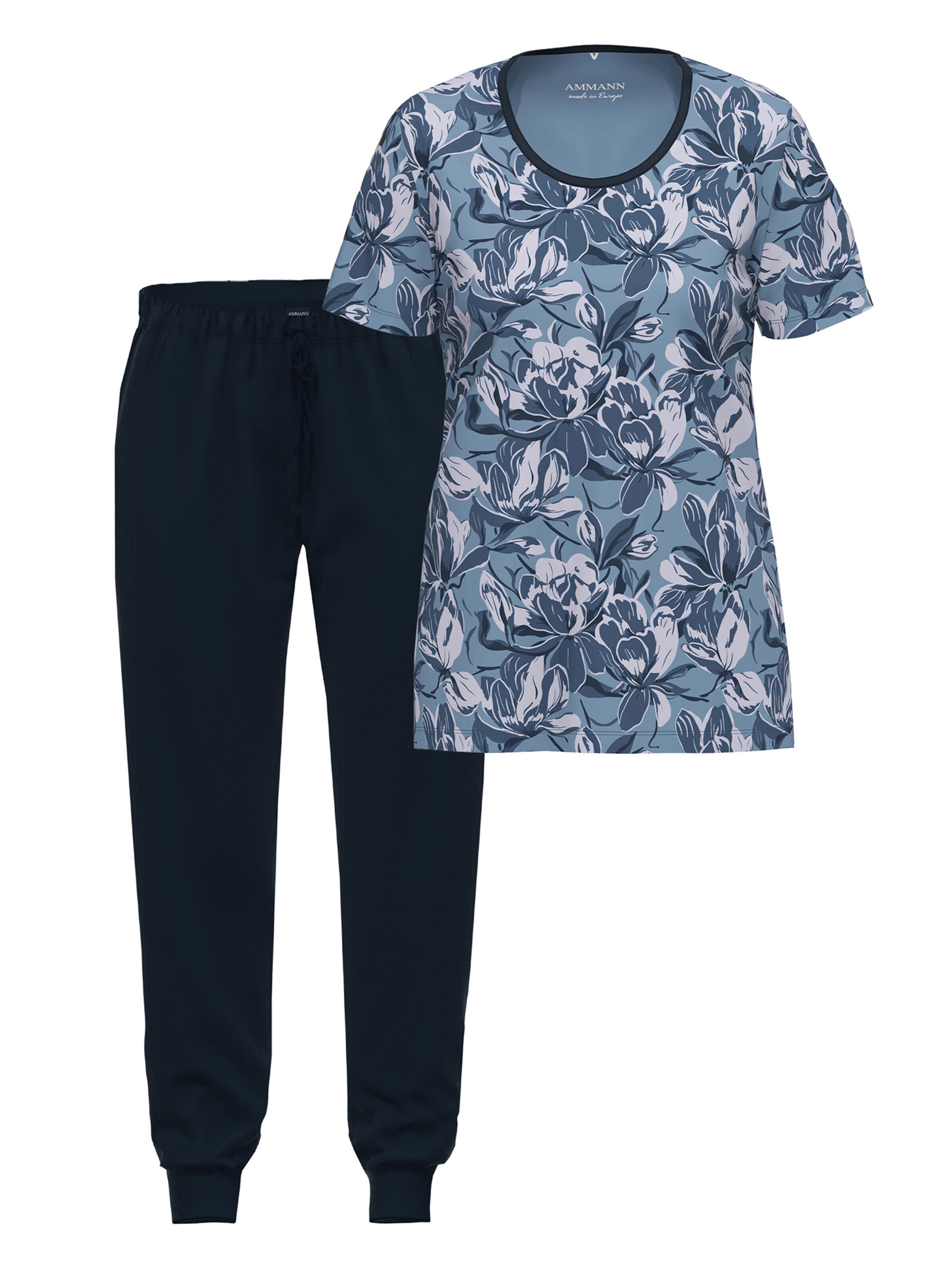 Ammann Pyjama 'Night & Home' in Blauw: voorkant