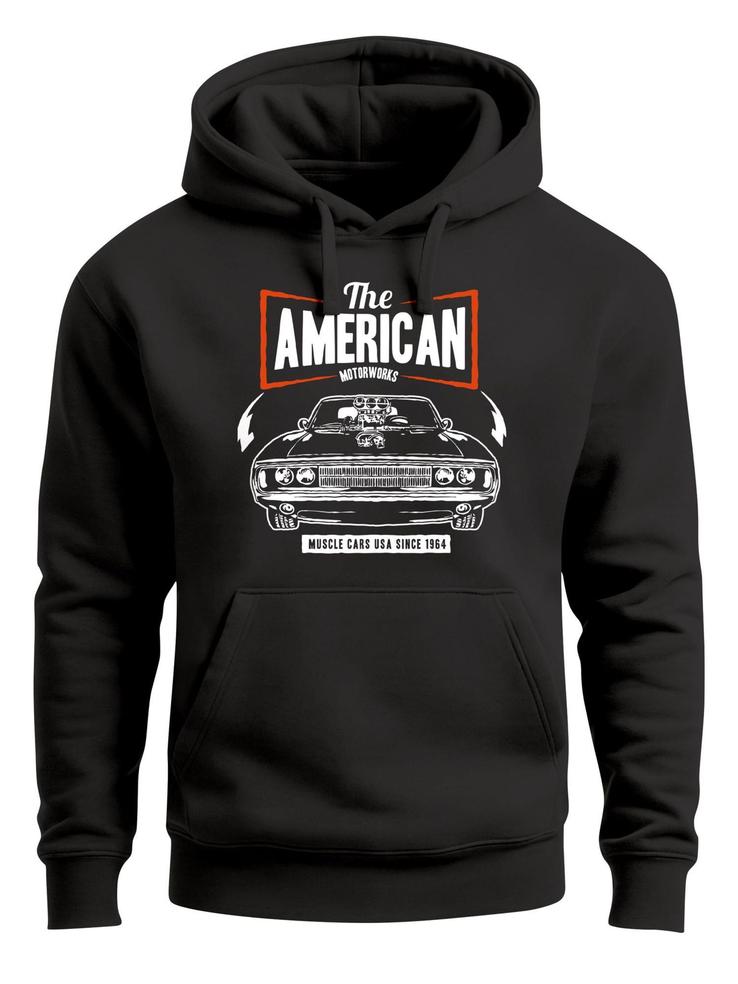 Neverless Sweatshirt 'American Muscle Car' in Black: front