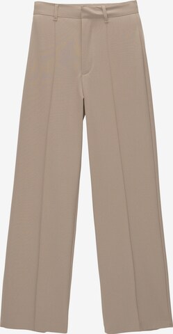Pull&Bear Loose fit Trousers with creases in Beige: front
