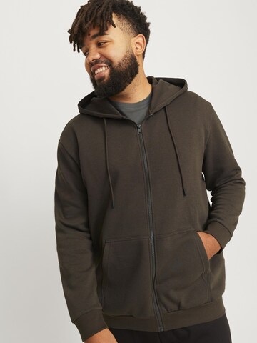 Jack & Jones Plus Sweatjacka 'JJEBRADLEY' i brun