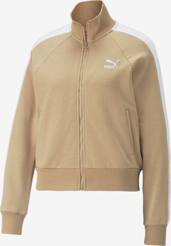 PUMA Sportief sweatshirt 'Iconic T7' in Beige: voorkant