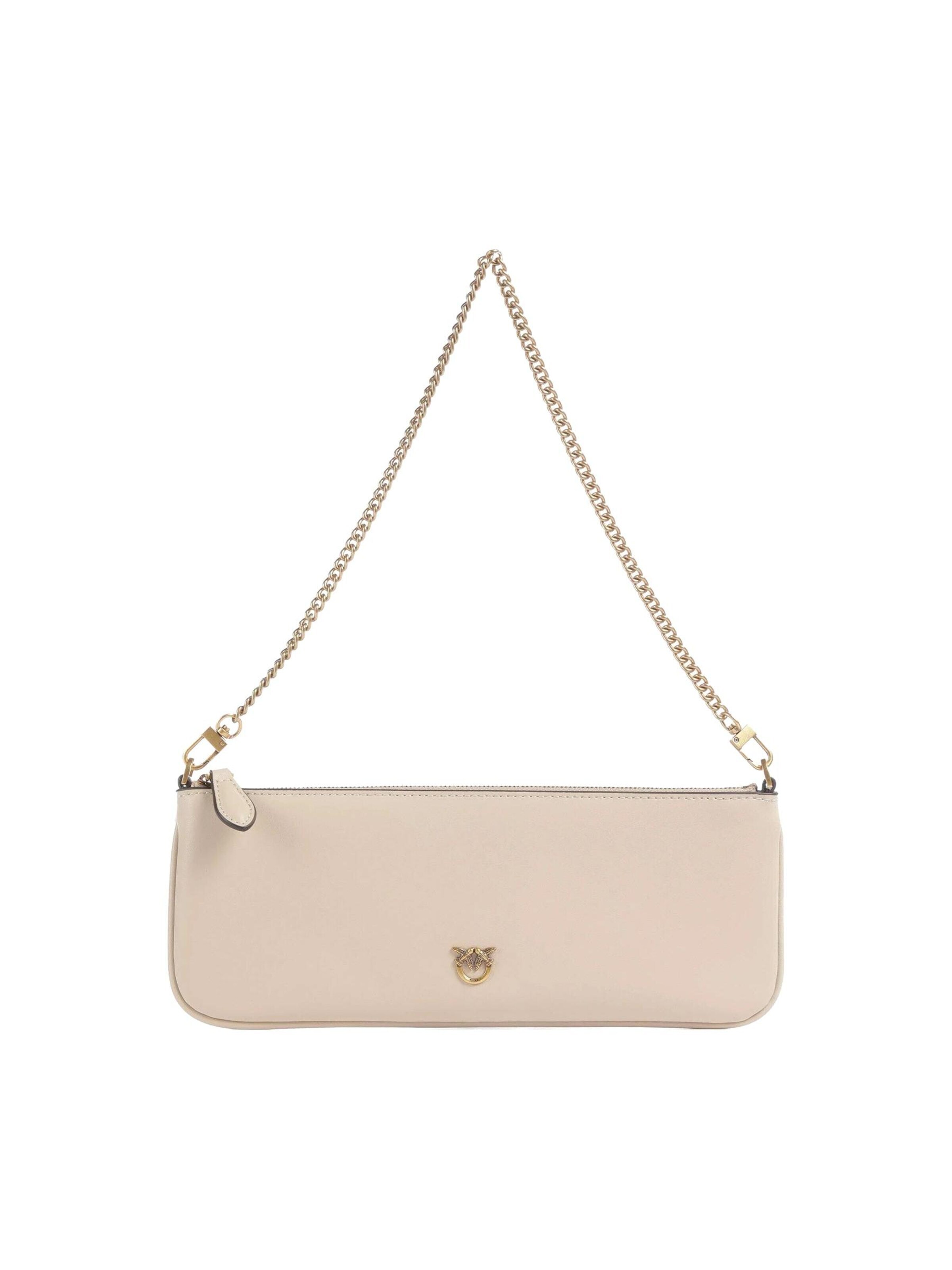 PINKO - Bolso de mano 'PINKO NEW HORIZONTAL FLAT VITELLO SETA BORSA' en beige: frente