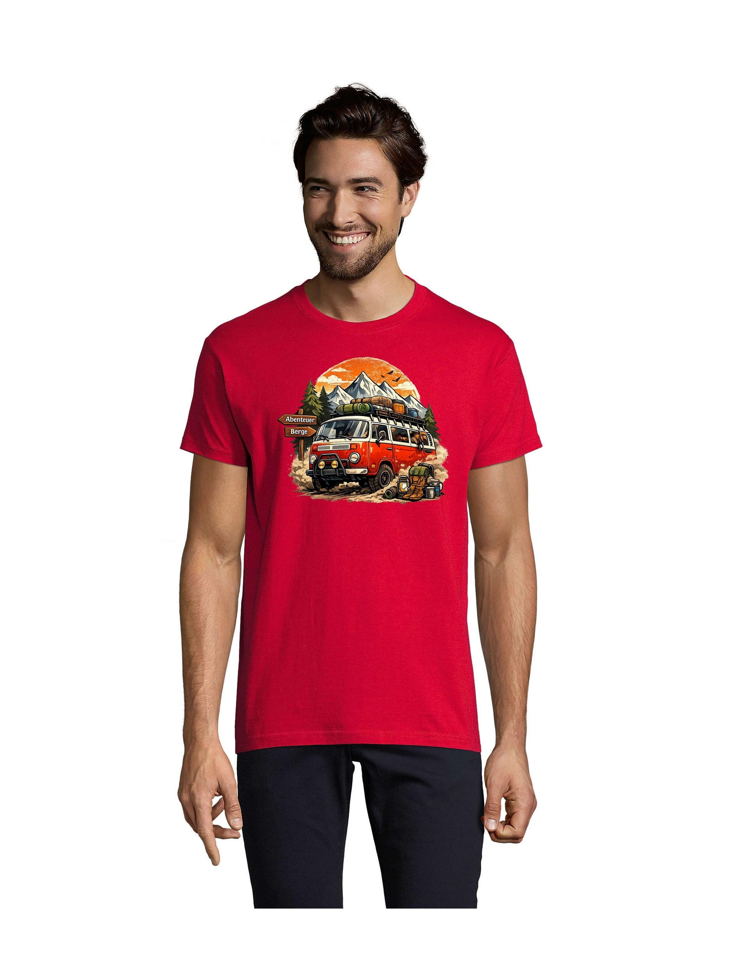Blondie & Brownie Shirt 'BusCamper'‌‌ in 5XL in rot, Produktansicht