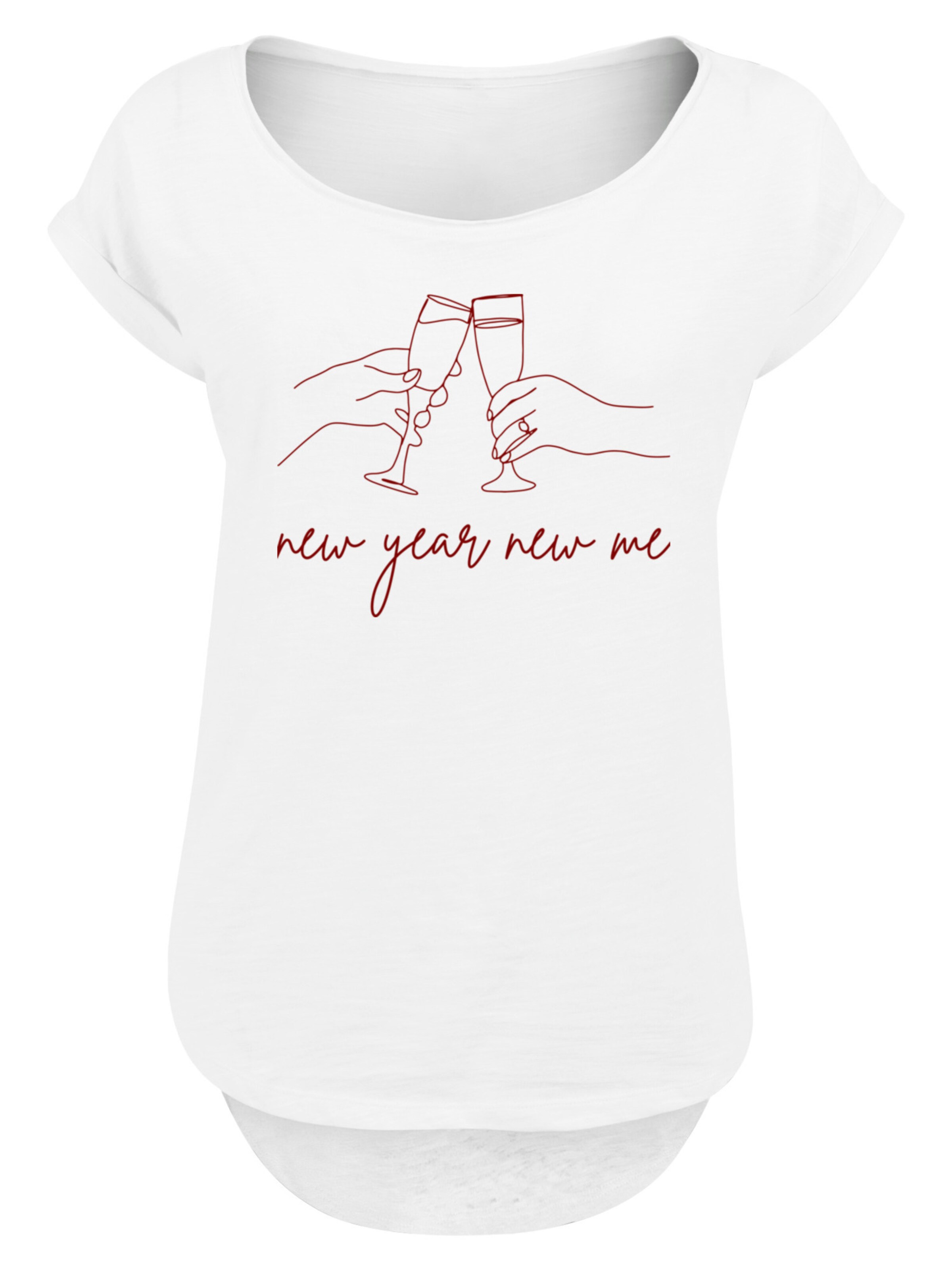 F4NT4STIC Shirt 'Silvester Party new year new me' in Wit: voorkant