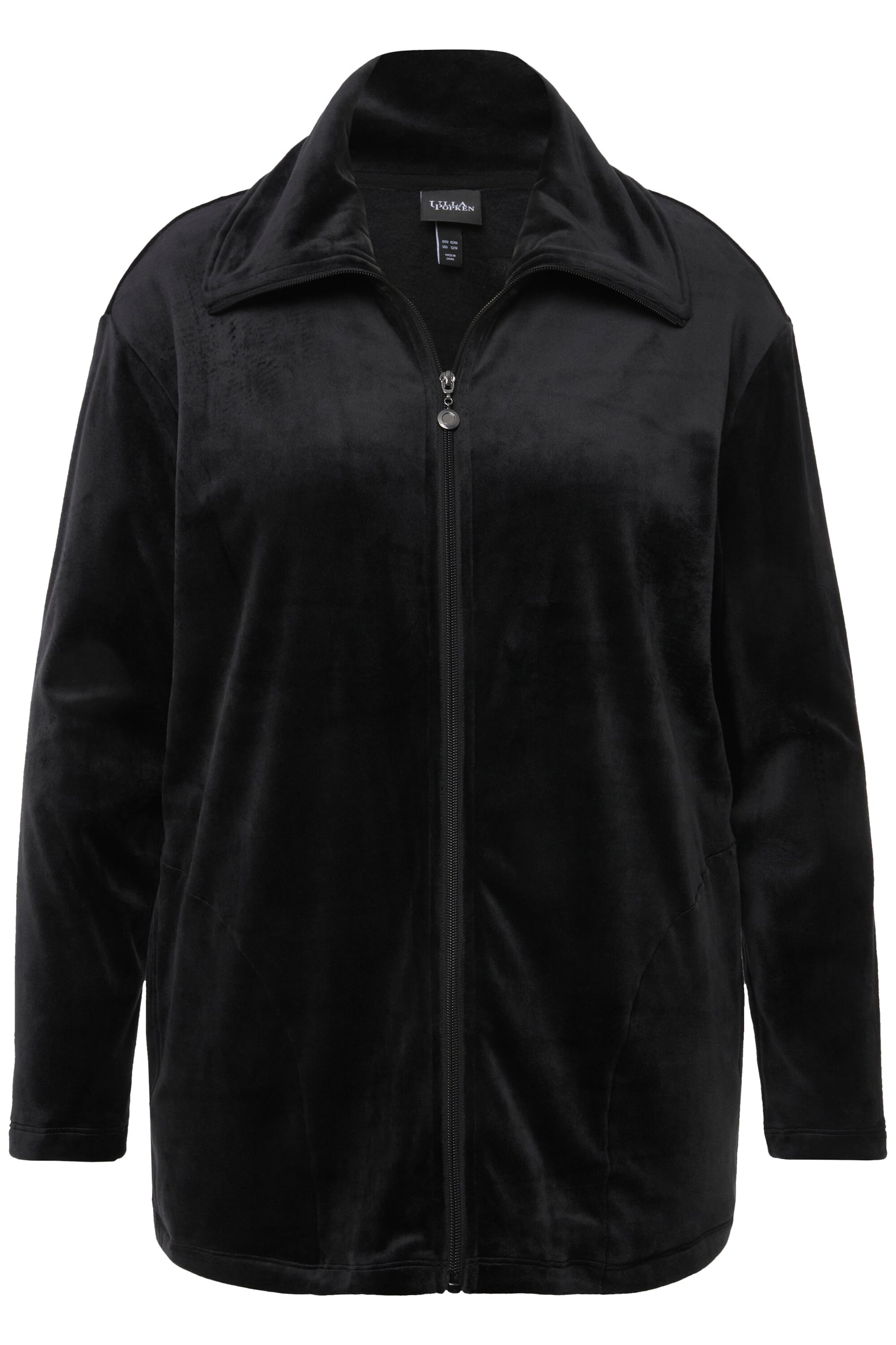 Ulla Popken Sweatjacke in Schwarz: Vorderseite