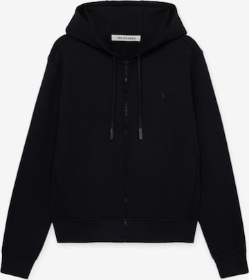 Trussardi - Sudadera con cremallera en negro: frente